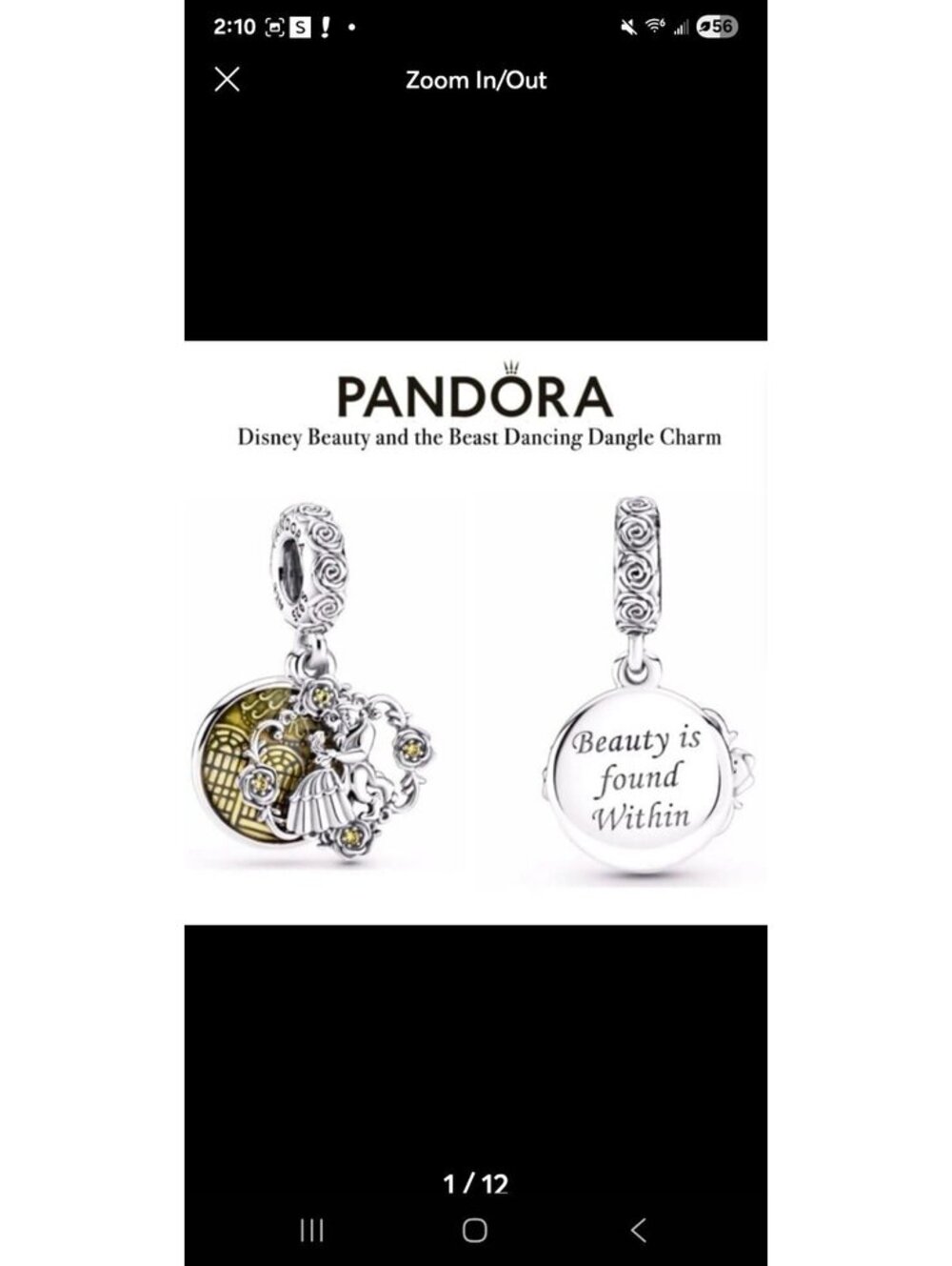 PANDORA x Disney Beauty and the Beast Dancing Dangle Charm